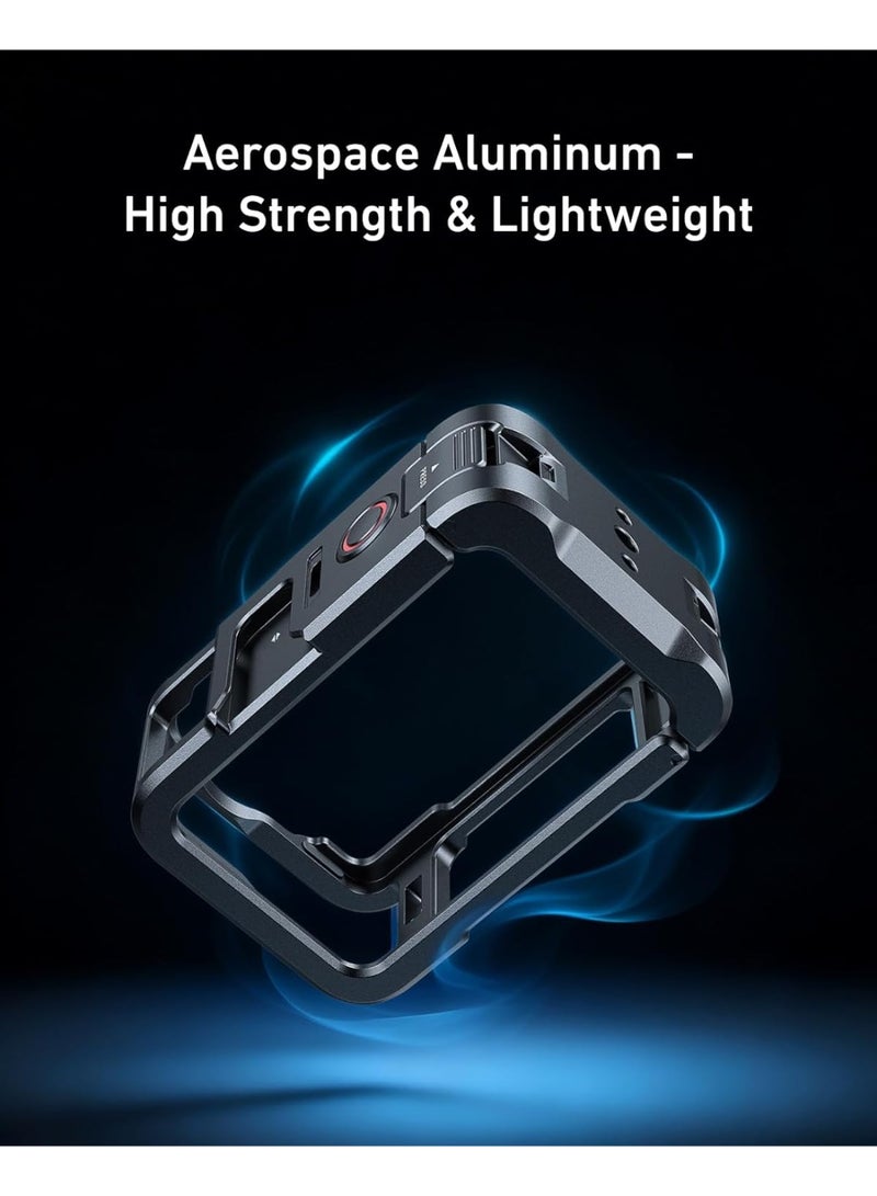 TELESIN Aluminum Alloy Protective Frame Case for DJI Osmo Action 6 Camera, Quick-Release Metal Rabbit Cage Protective Frame Housing Sleeve with 1/4" Screw and Cold Shoe, Action 6 Accessories - Image 4
